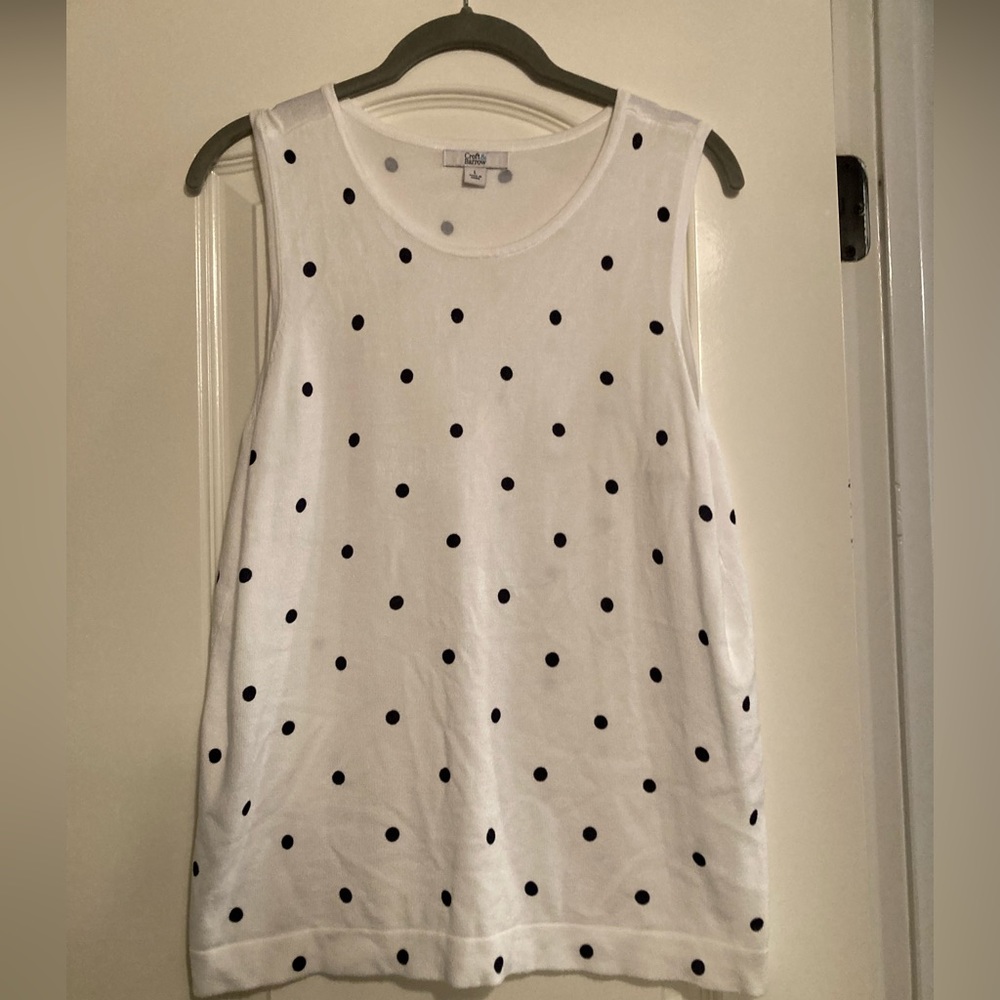 Croft & Barrow Large White Polkadot Tank
